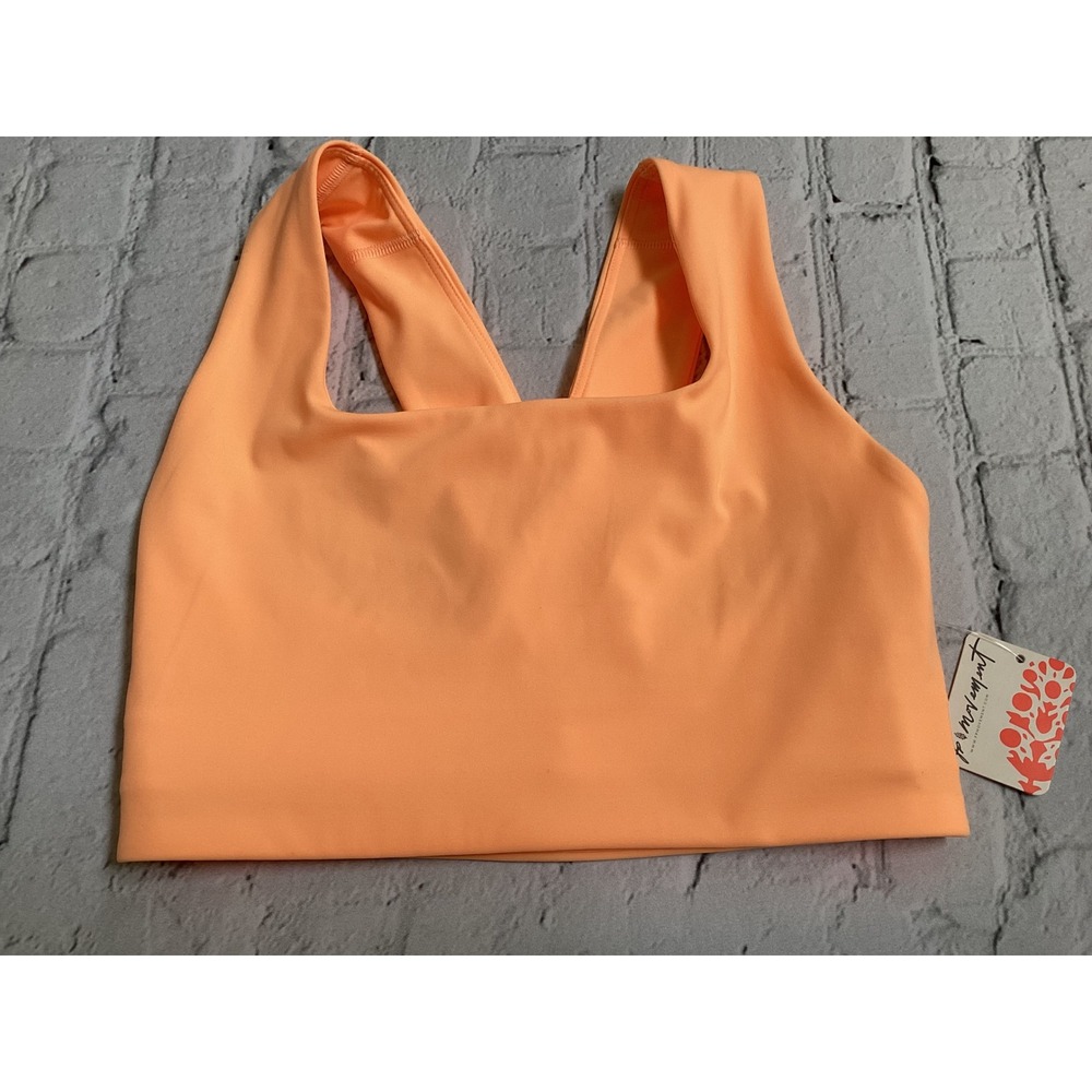 FP Movement Free People Square Neck Good Karma Bra Neon Clementine XS OB1896143